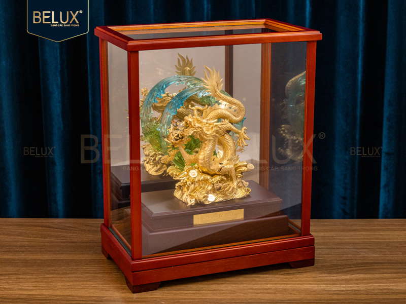 Tượng Rồng Vòng Ngọc dát vàng 24k&nbsp;29x17x34cm